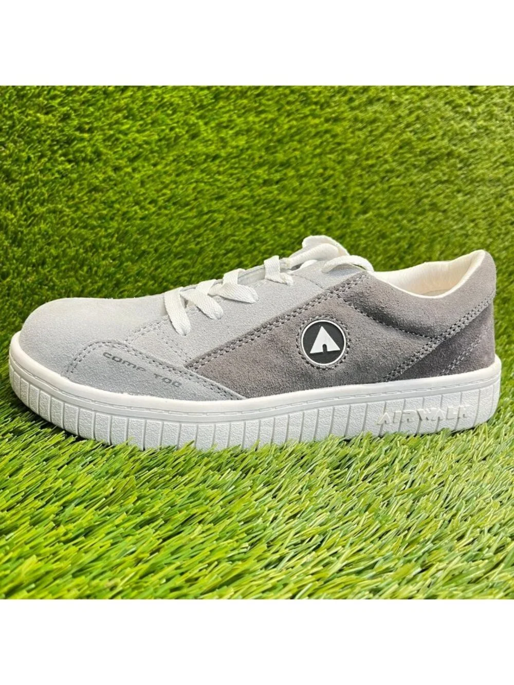 Airwalk Camino Womens Size 8.5D Gray White Suede Composite Toe Safety Work Shoes